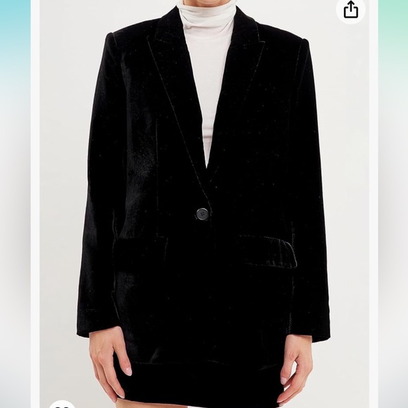 REVOLVE Endless Rose Black Velvet Blazer Jacket Size Medium - Picture 9 of 12